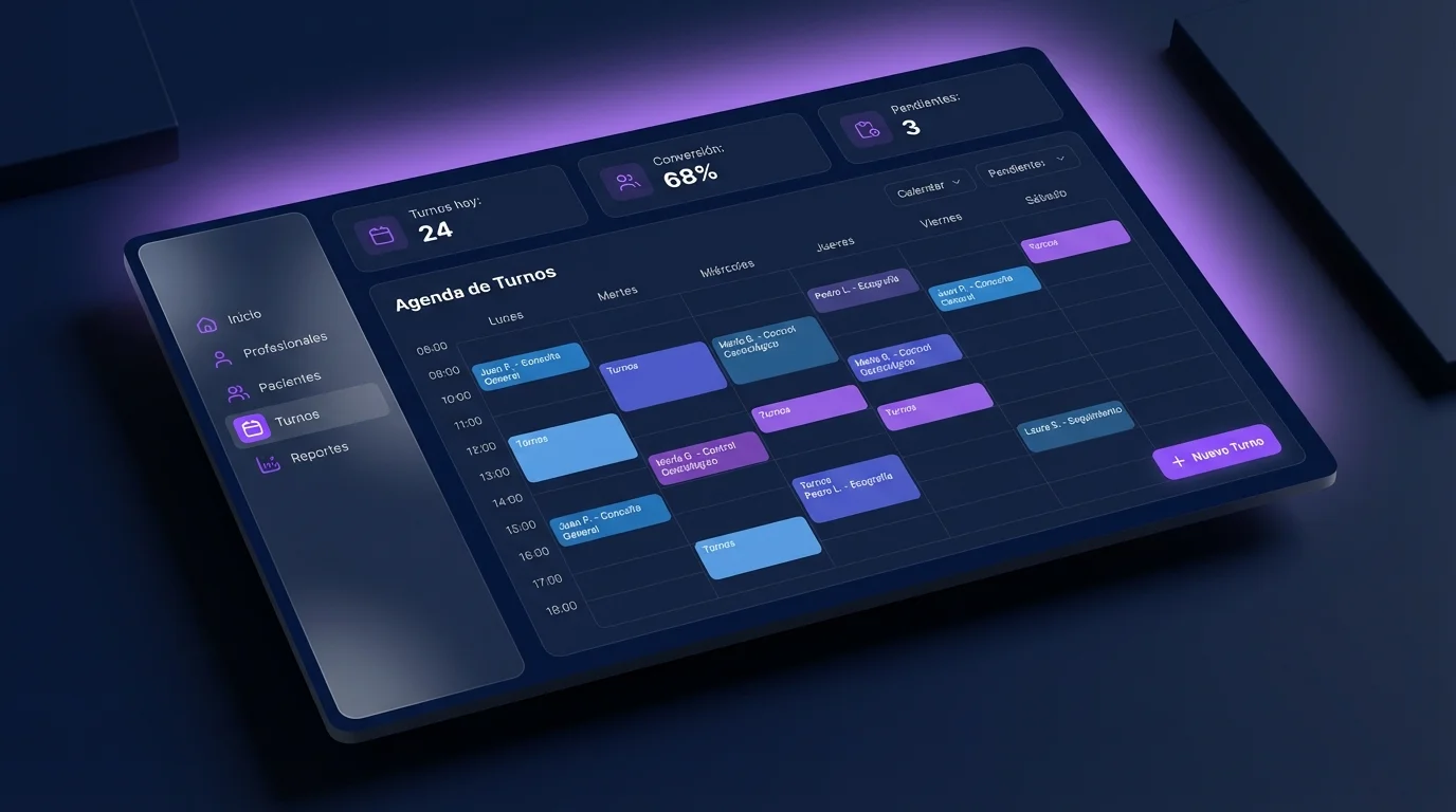 Panel de control Clinaria — agenda m&eacute;dica y m&eacute;tricas